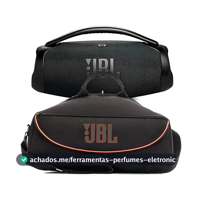 Case Triboshop Bolsa Preta Para JBL Boombox 3 2 1 Impermeável com Bolso Carregador