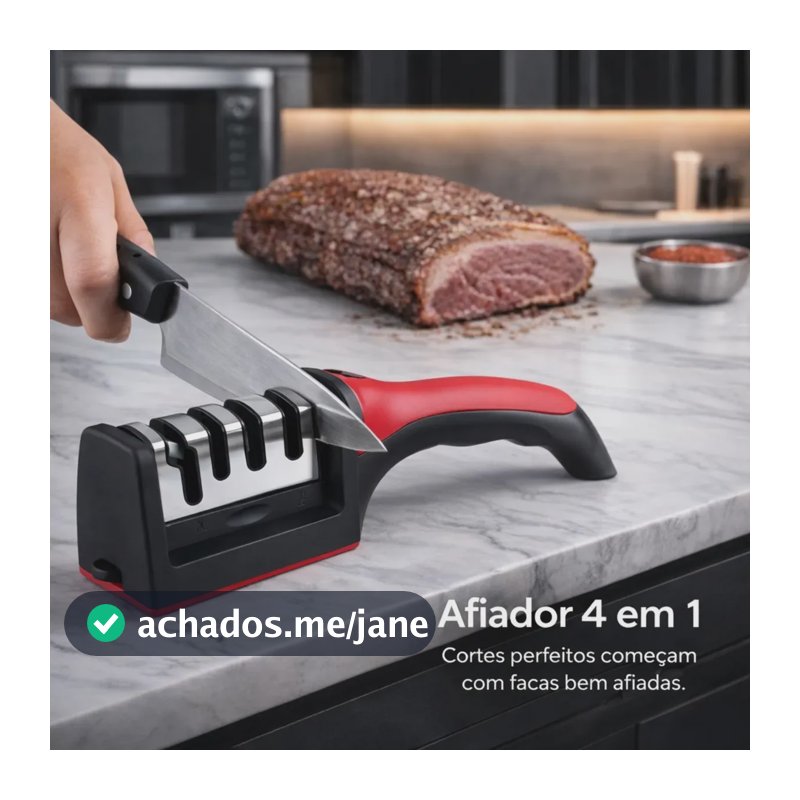 Afiador E Amolador De Facas E Tesouras 4 Em 1 Profissional Vermelho Ou Amarelo Pedra Afia Amola E Alinha Lâminas Ideal Cozinha Churrascaria Churrasco Fácil De Usar Portátil Alta Qualidade Durável Inox