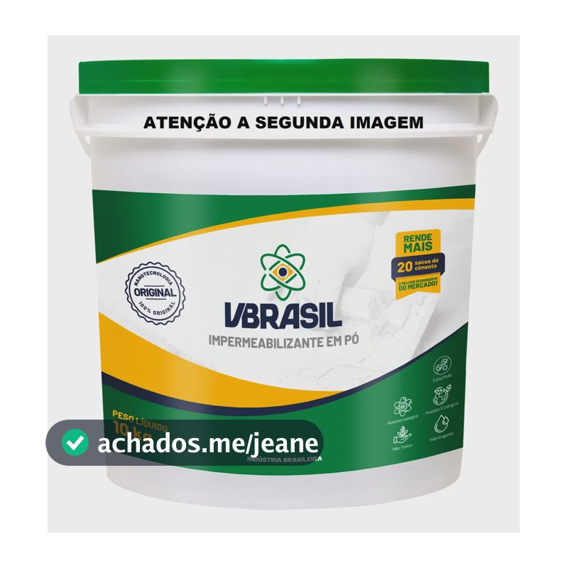 Vbrasil 10kg Impermeabilizante P/ Cimento 100% Original Branco Acizentado