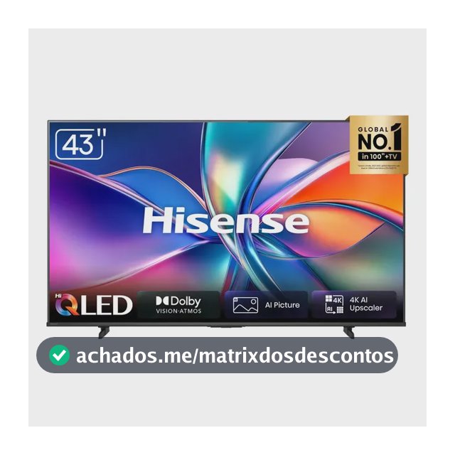 Smart TV Hisense HI-QLED 4K 43" Polegadas com Dolby Vision, Dolby Gaming e Compatibilidade Alexa- 43Q6QVV