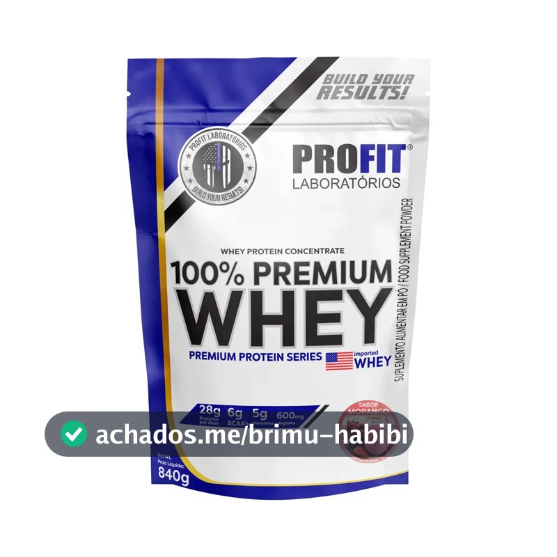 Whey Protein 100% Concentrado Premium 840g Profit Morango