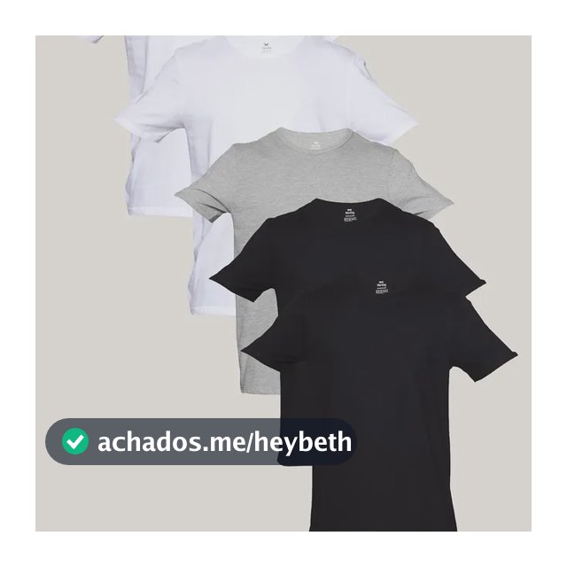 Kit Com 5 Camisetas Básicas Slim Masculina Hering Preto, Branco E Cinza Liso M