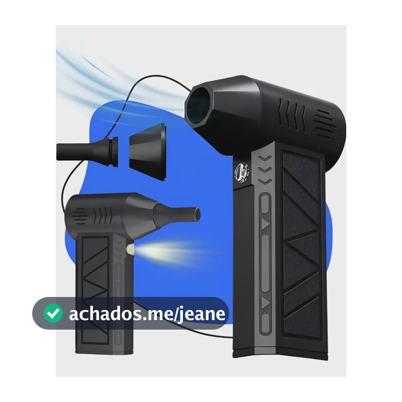 Soprador De Ar Portatil Sem Fio Limpeza Teclado Pc Turbo  Preto 127/220v