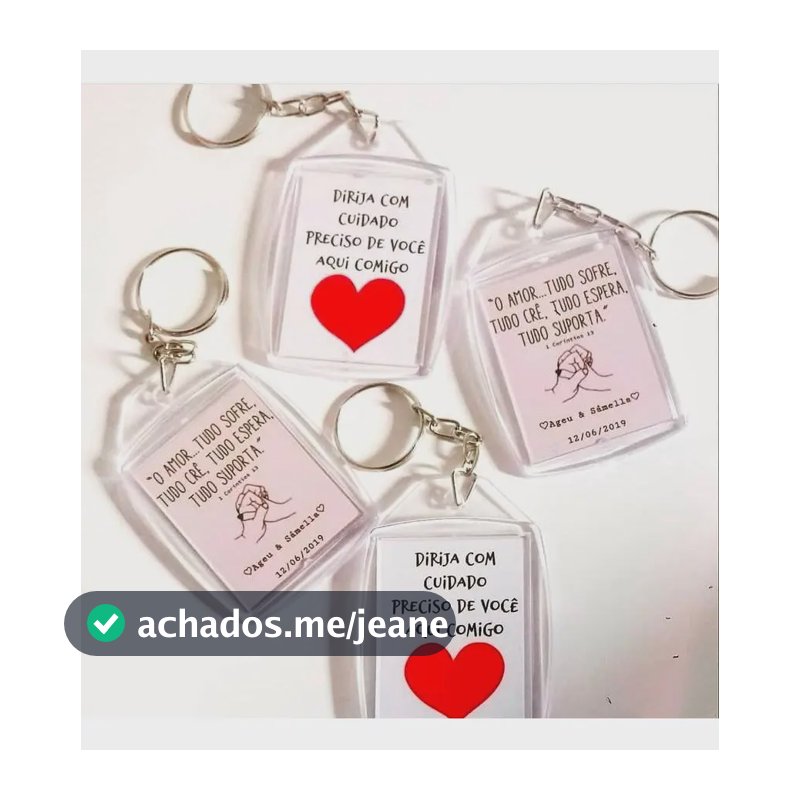 Chaveiro Acrílico P/foto 3x4 Kit 30un Sem Personalização Transparente