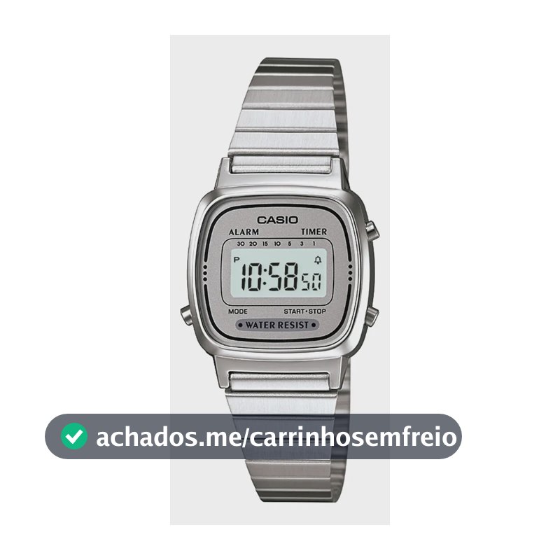 Relógio Casio Mini Vintage Feminino Prata La670wa-7df Cronometro calendário alarme Prateado