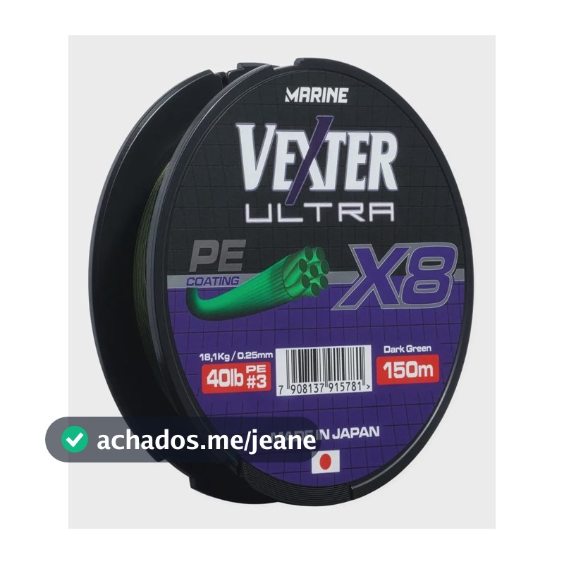 Linha Multifilamento Vexter Ultra X8 Marine Sports C/ 150m 0.25mm / 40lb / Pe3