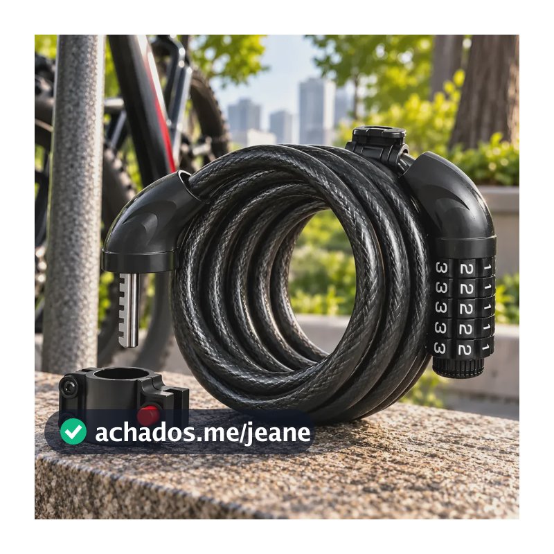 Cadeado Bicicleta Antifurto Trava Com Senha Aço Reforçado Preto