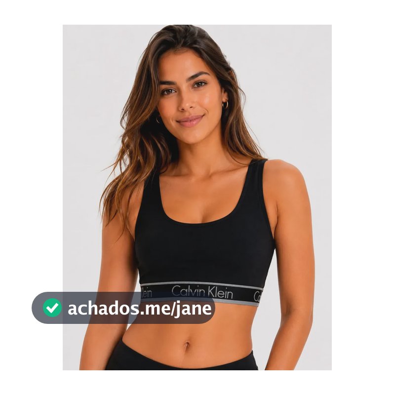 Top Calvin Klein Regata Fitness Cotton Conforto Original Preto Liso P