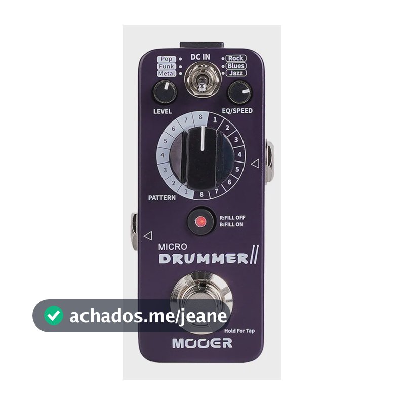 Pedal Mooer Drummer X2 Preto Guitarra Elétrica Tap Tempo 121 Grooves