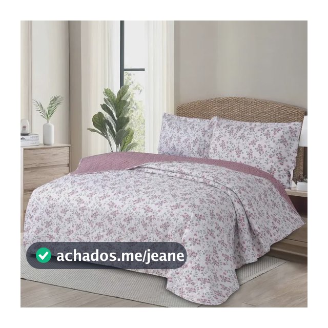 Kit Cobre Leito Queen 3 Peças Estampado Colcha Dupla Face