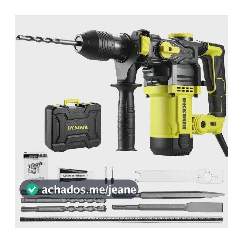 Martelete Rompedor Perfurador 1500W com 4.5 J e SDS Plus, Kit com Maleta e Acessórios