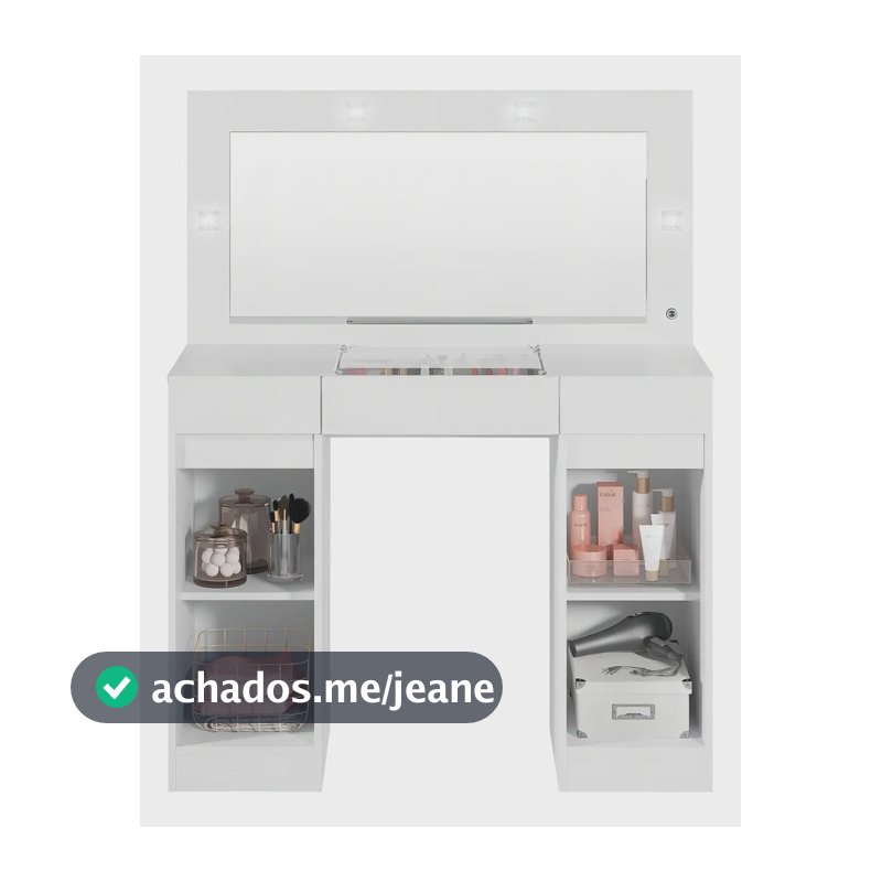 Penteadeira Camarim Com Espelho E Led 3 Gavetas Studio Beaut Branco