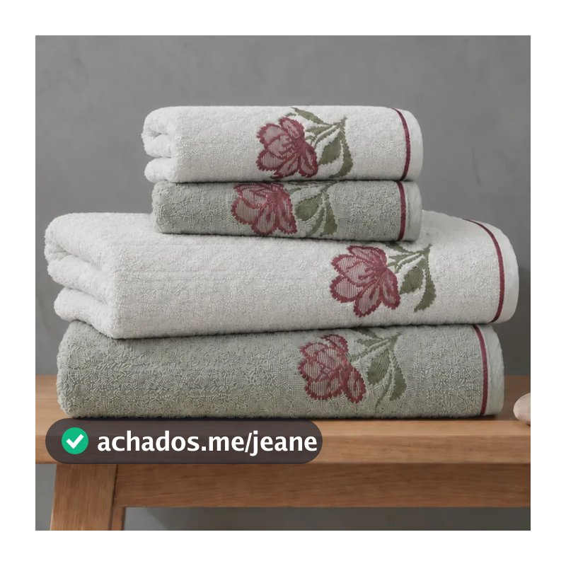 Jogo De Toalhas 4 Peças Banho E Rosto 100% Algodão Encanto