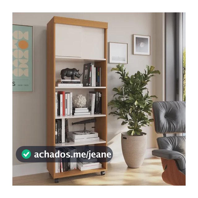 Estante Para Livros Com Portas 4 Prateleiras Organizador Livreiro Para Sala Escritório Multiuso Cor Cedro Off White