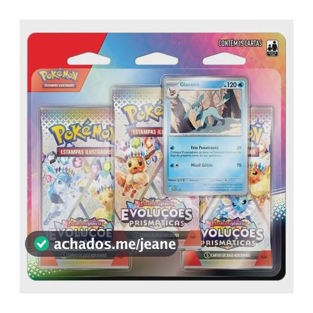Carta Colecionável Pokémon Glaceon De 3 Packs Com 19 Cartas Português