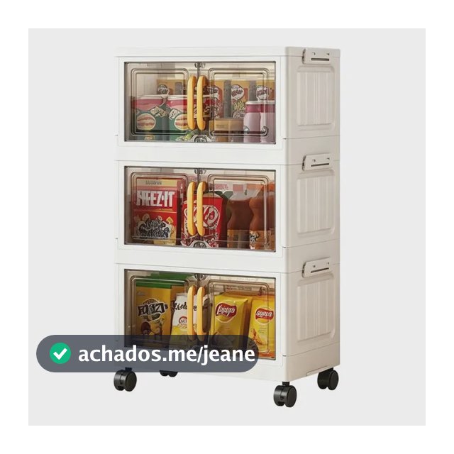 Genérica Armário Multiuso Caixa Organizador Deslizante Gaveteiro Plástico Dobrável 3 Andares Com Rodas Armazenamento Para Quarto Cozinha Banheiro Escritório Organizador Doméstico Resistente