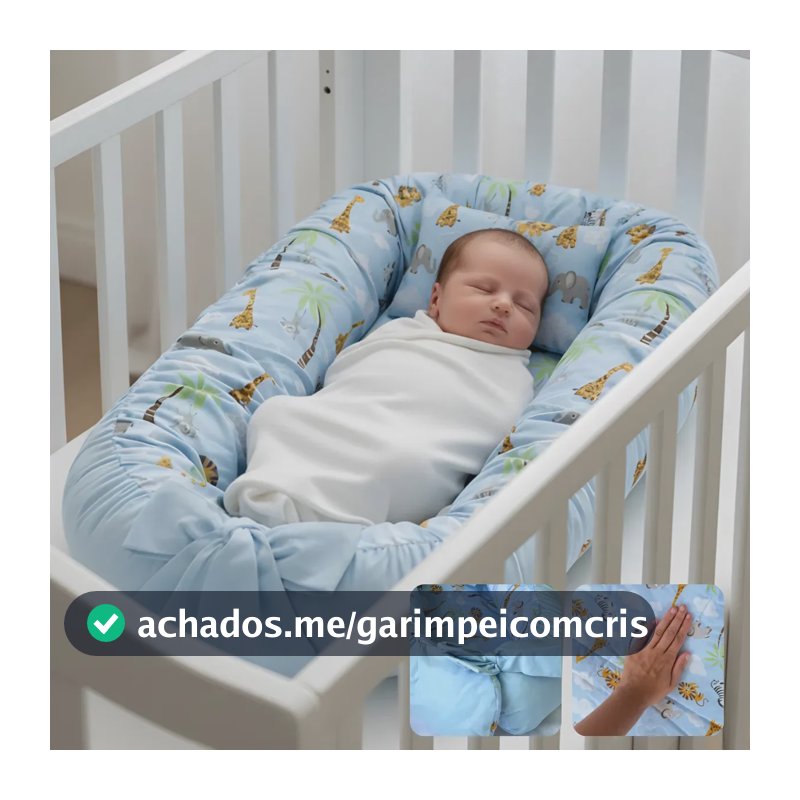 Ninho Redutor Para Bebê Recém-nascido Maternidade Super Macia Conforto E Proteção - Safari Azul Claro