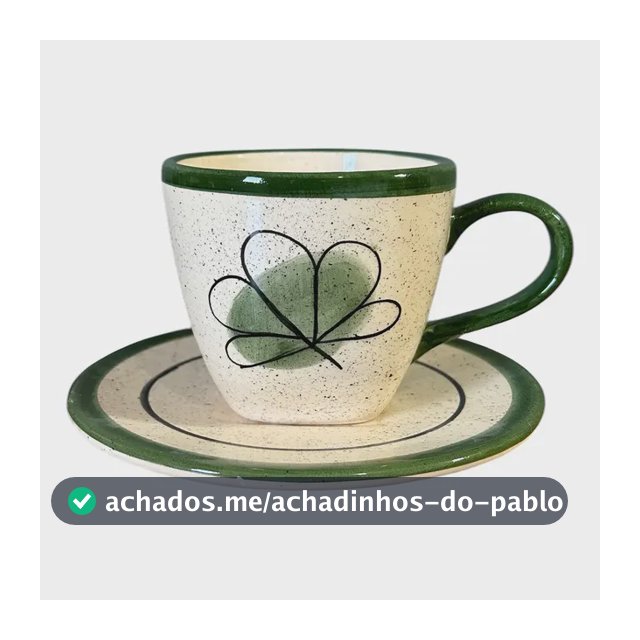 Xícara Para Tomar Chá 200ml Com Pires Feito Em Cerâmica Cor Verde Trevo