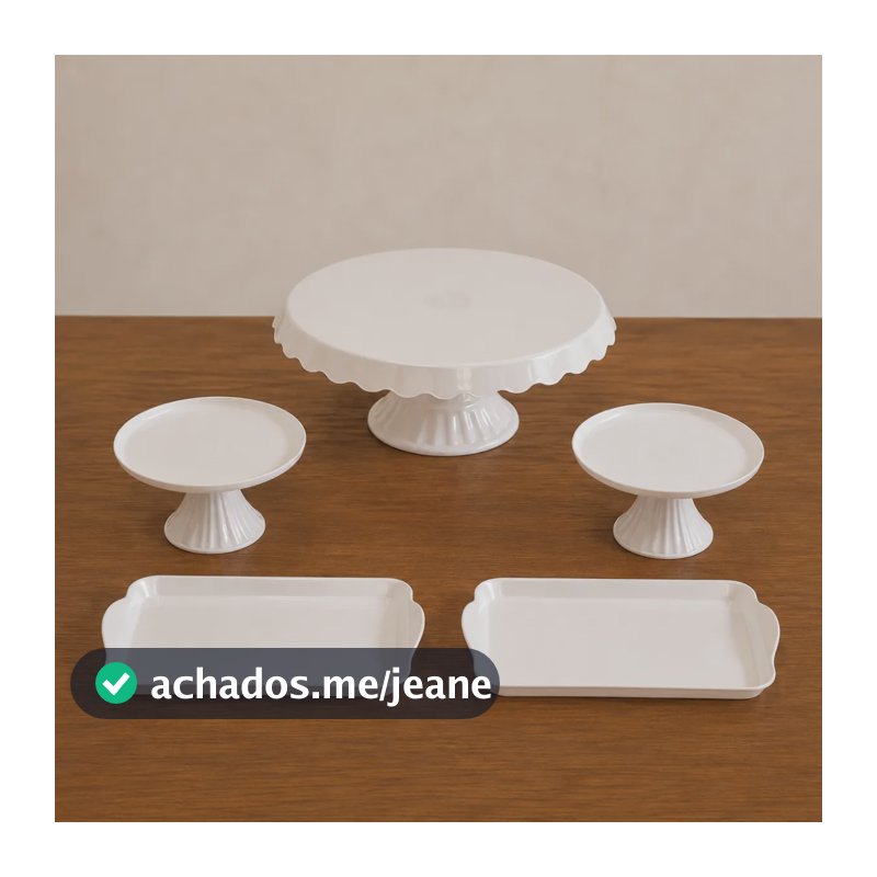 Kit Festa Decoração Boleira Suporte Para Doces 5 Peças Branco
