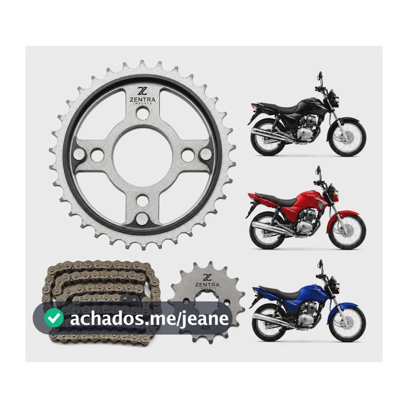Kit Relação Transmissão Zentra Cg 150/160 Titan Fan Aço 1045