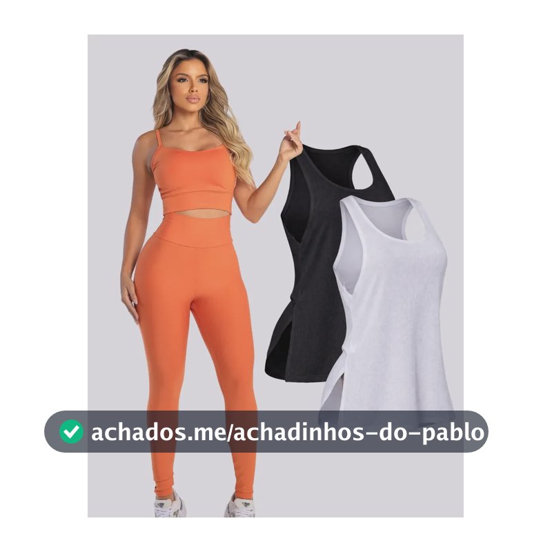 Kit Conjunto Fitness Feminino + Camiseta Roupa Academia Laranja G