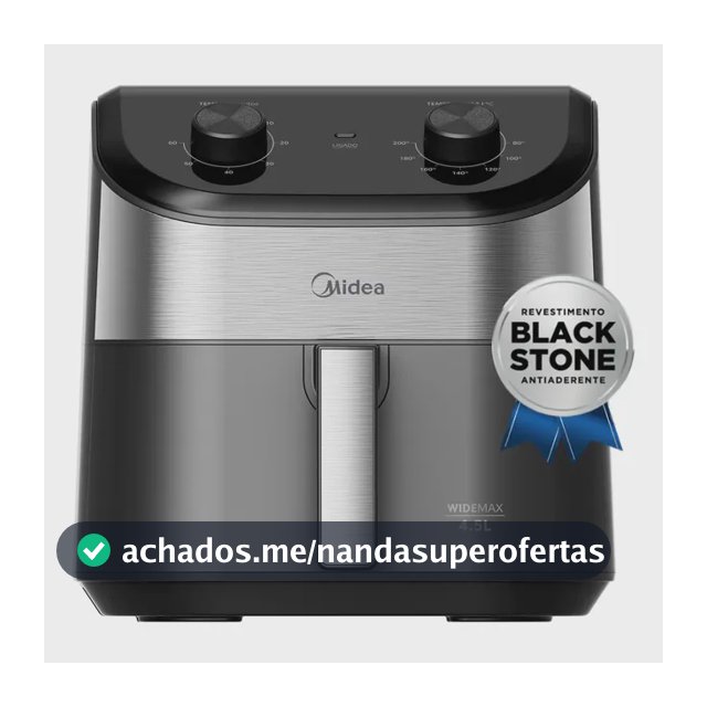 Fritadeira Air Fryer 4,5l Widemax Com Interior De Alumínio 1500w Midea