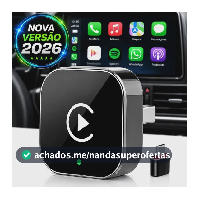 Carplay Adaptador Android Auto Multimidia Android IOS Sem Fio Atualizado Bluetooth Weireless Wifi Usb Tipo C Automotivo 2 em 1 Automatico Landara