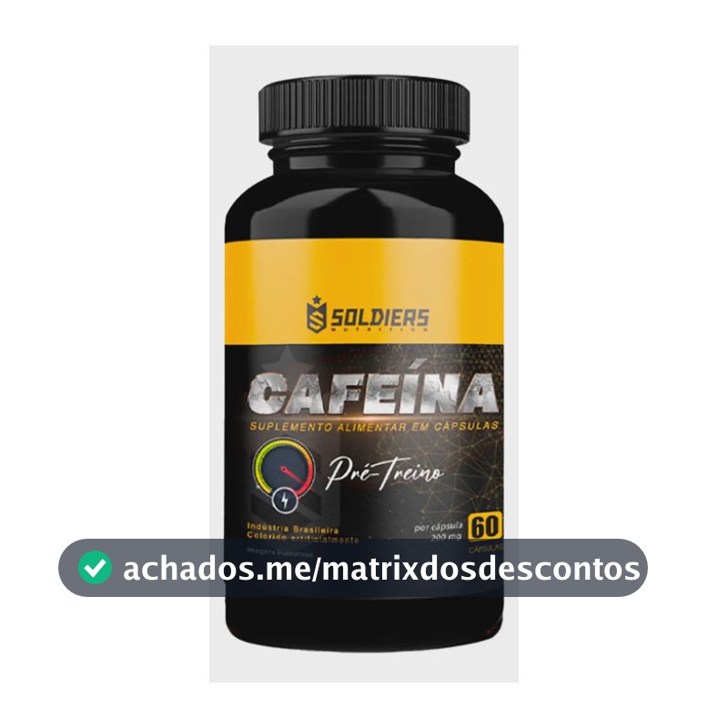 Termogênico Cafeína 60 Caps 200mg 100% Pura Soldiers Nutrition Energia Definição Corporal