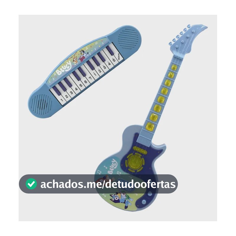 Kit Instrumento Musical Bluey Guitarra + Piano