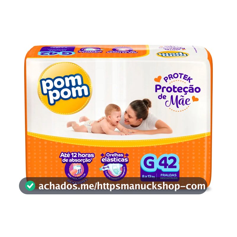Fralda Pom Pom Protek G com 42 Unidades Para 12 Horas de Proteção