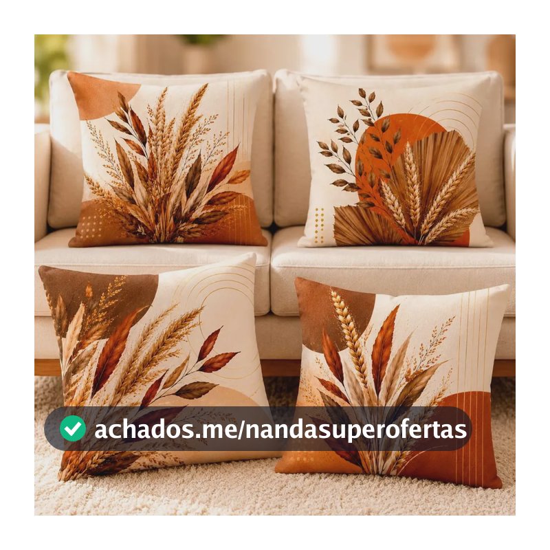 Kit 4 Capas De Almofada Estampa Naturalista Floral 40x40 Ramos