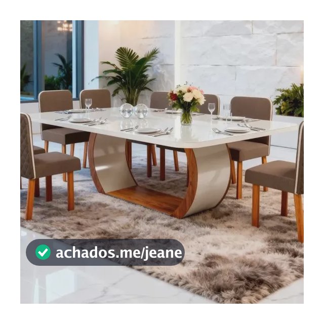 Sala De Jantar 220x110 Stone 8 Cadeiras Ayla Bom Pastor Nogal/off Bp Linho Marrom