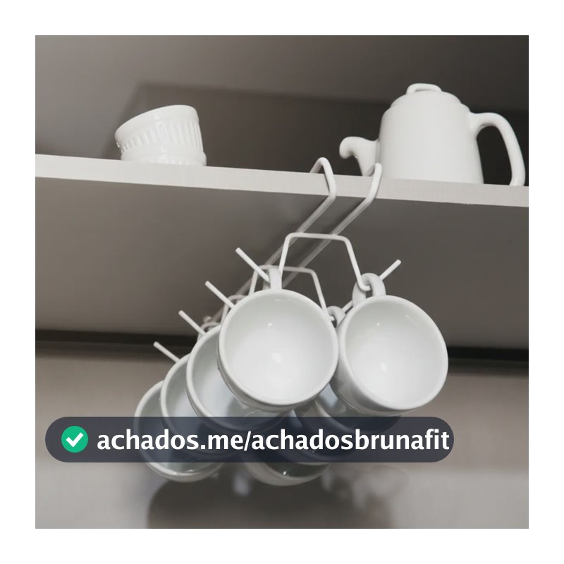 Suporte Organizador Para Xícaras Suspenso Armário 8 Xícaras Branco