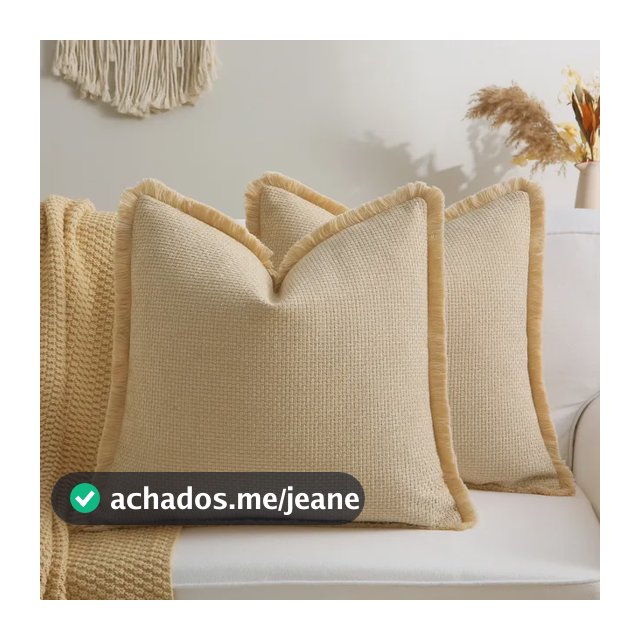 Capa Almofada Cânhamo Farmhouse Com Franjas Apricot Woven Texture