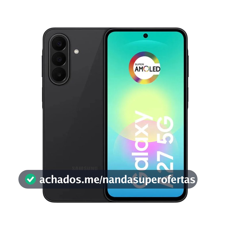 Smartphone Samsung Galaxy A27 5G 128GB 6GB, Super Amoled 6.7'', Câmera Tripla 50MP Selfie 12MP, 5000 mAh, Ip67, NFC, Dual Sim, Recursos IA - Preto