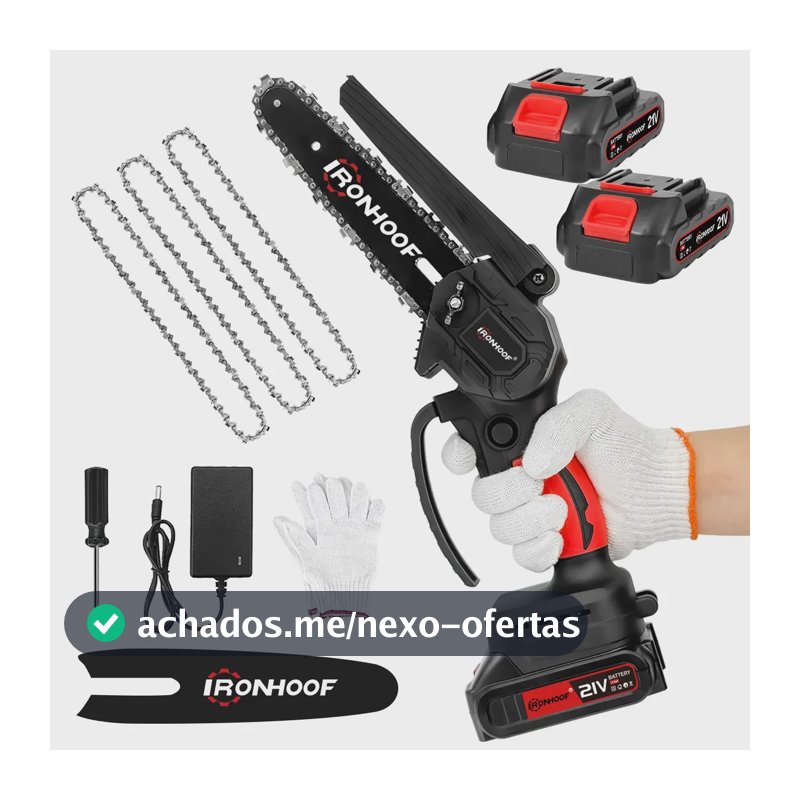 Mini Motosserra Elétrica 6 Polegadas Sem Fio 2 Bateria