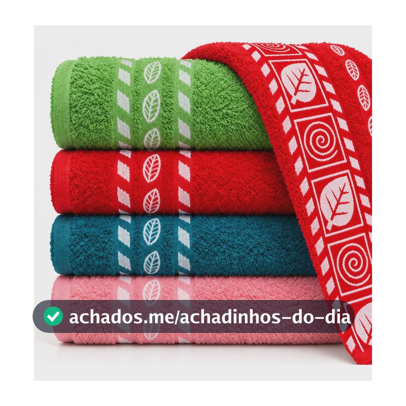 Kit 4 Toalhas De Banho Jacquard Gigante Premium 75x1,40 Multicolorido Folhas