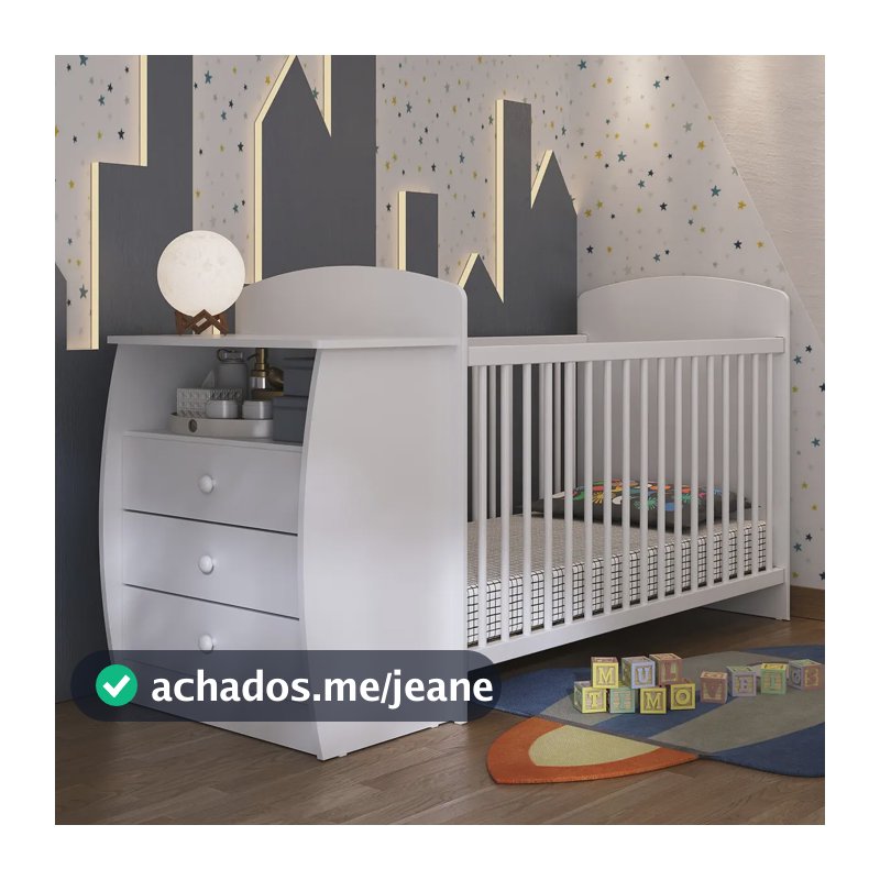 Berço Cômoda com Colchão Incluso Colinho de Mãe Multimóveis MP4304 Branco