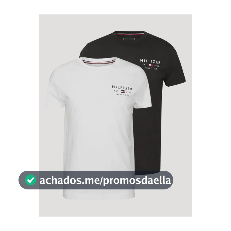 Kit Camisetas Tommy Hilfiger Brand Love Small Preta/braca Preta/branca S/p