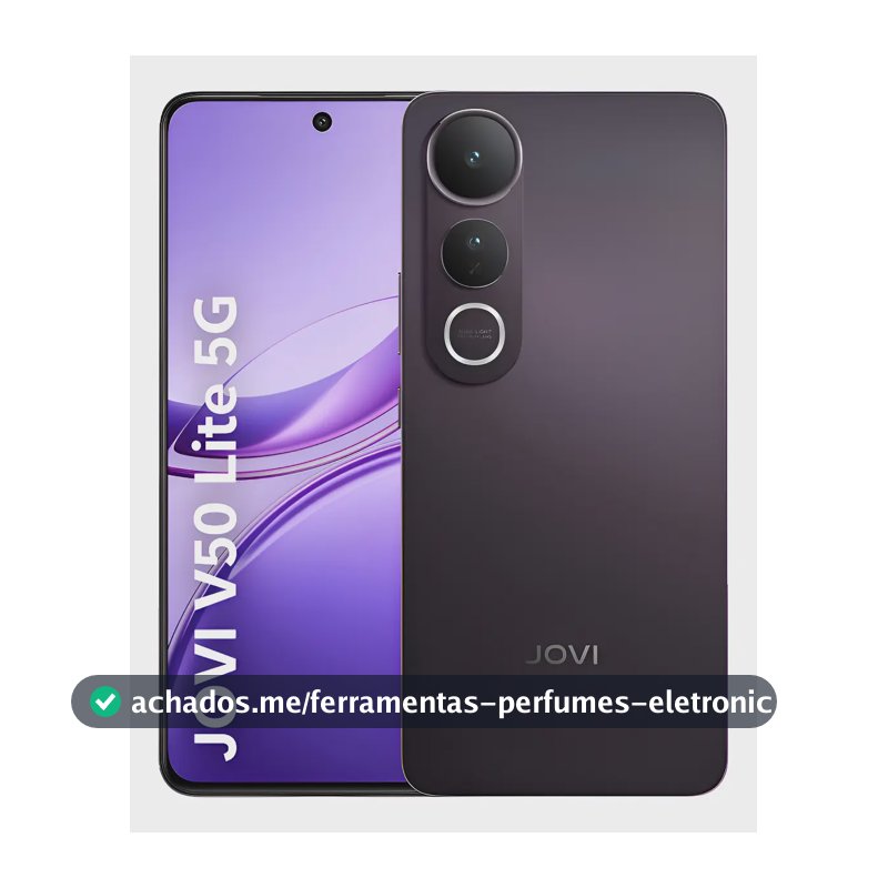 Smartphone JOVI V50 Lite 5G 256GB 8GB RAM Câmera 50MP AMOLED 6.77" 6500mAh 90W Android 15 - Preto Eclipse
