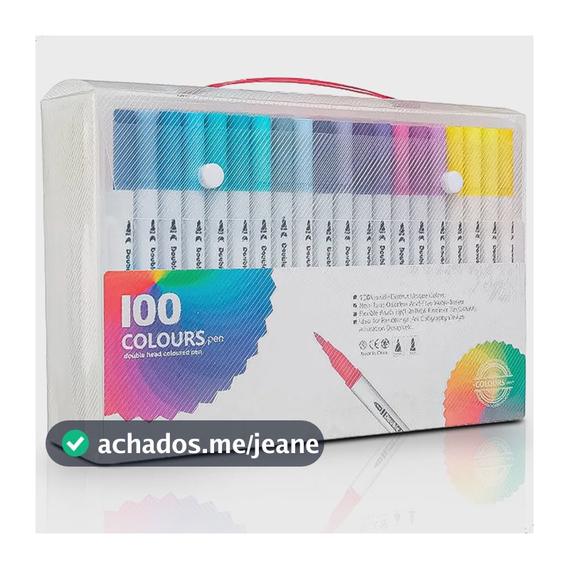 Kit 100 Cores Canetas Ponta Dupla Desenho Colorir Brush Pen Tinta Kit Com 100 Cores Diferentes