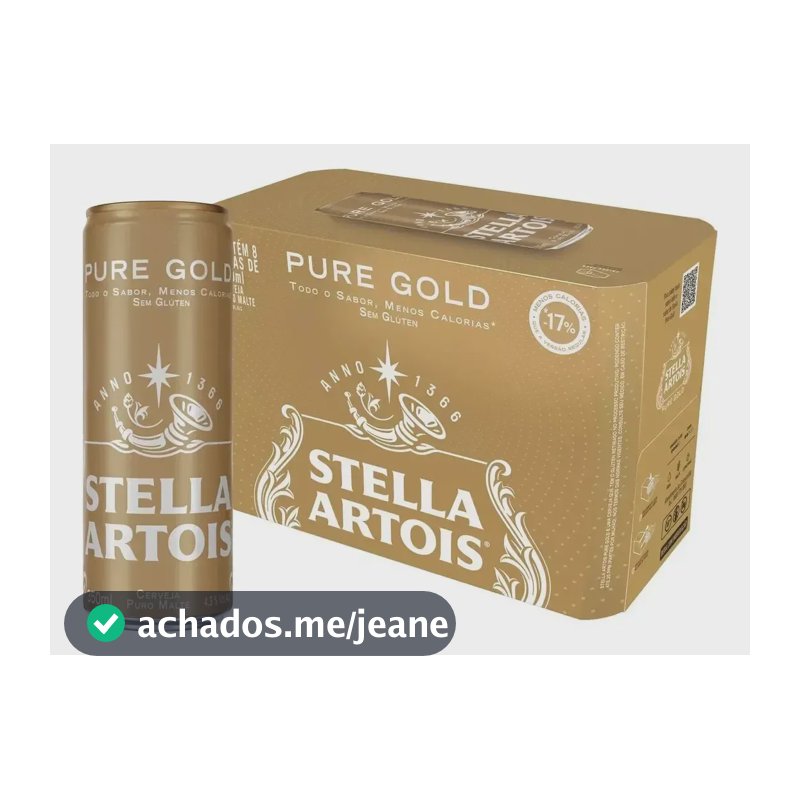Pack Cerveja Pure Gold Stella Artois Lata 350ml 8 Unidades