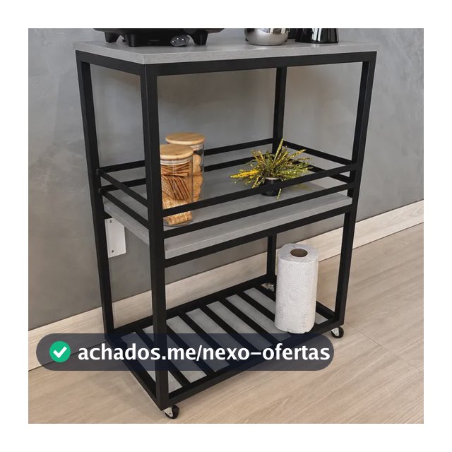 Carrinho Adega De Sala Industrial Ferro E Mdf Preto/ Mdf Cinza Urban