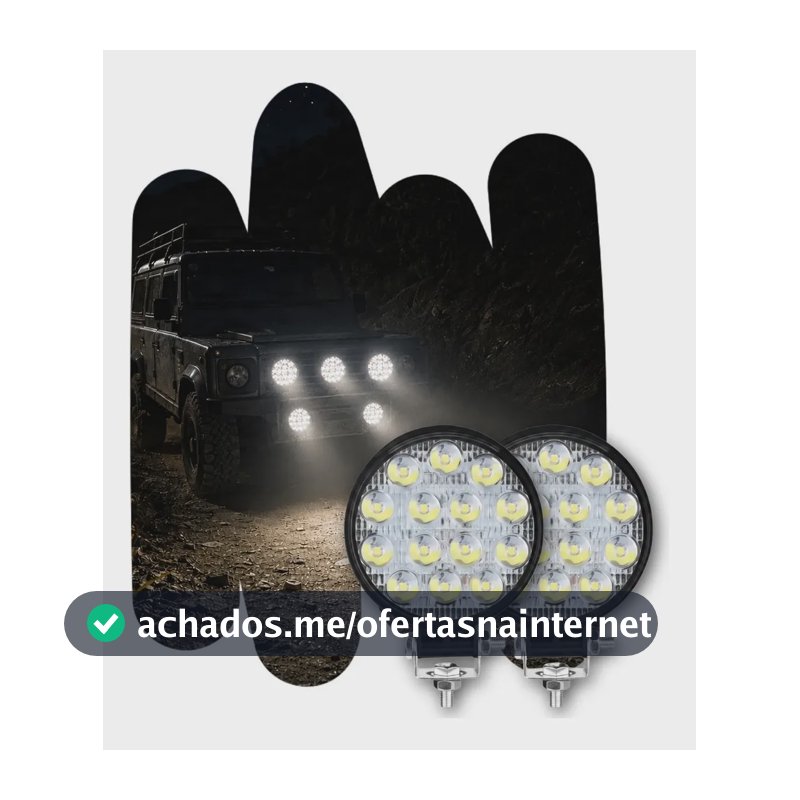 Kit 2 Farol Led Redondo Milha 42w 14 Leds Carro Jeep 9v/36v