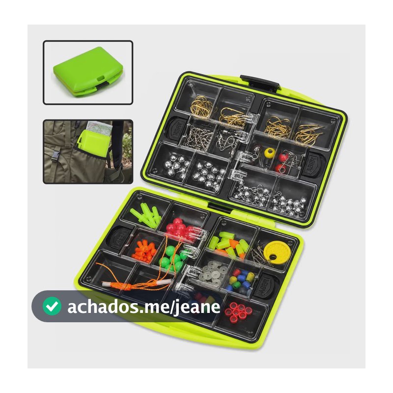 185 Peças Pesca Marítima Pesca Rochas Com Caixa Organizadora Verde/amarelo (fluorescente)