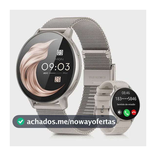 FOXBOX Relógio Inteligentes Smartwatch Chamadas Bluetooth Esportivo Caixa Prateado Pulseira Ideal para Homens e Mulheres IP67 Tela HD WhatsApp Mensagens Notificações
