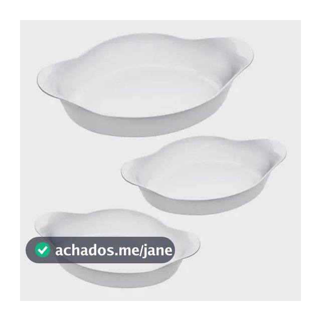 Marinex Conjunto de Assadeiras Oval Opaline 3 Peças Branco