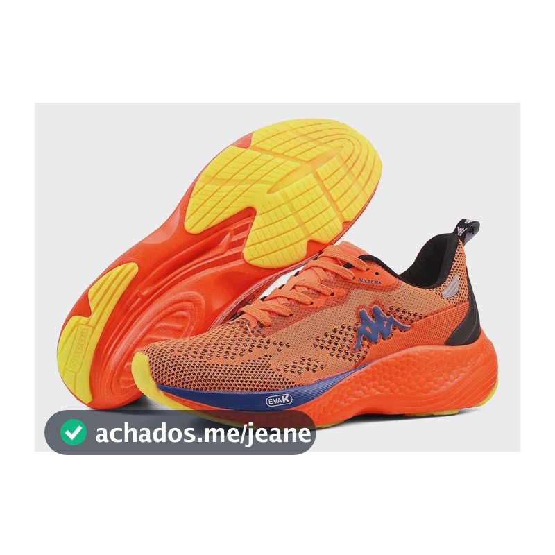 Tênis Kappa Pulse Rx Unissex Corrida Conforto Laranja-royal 43