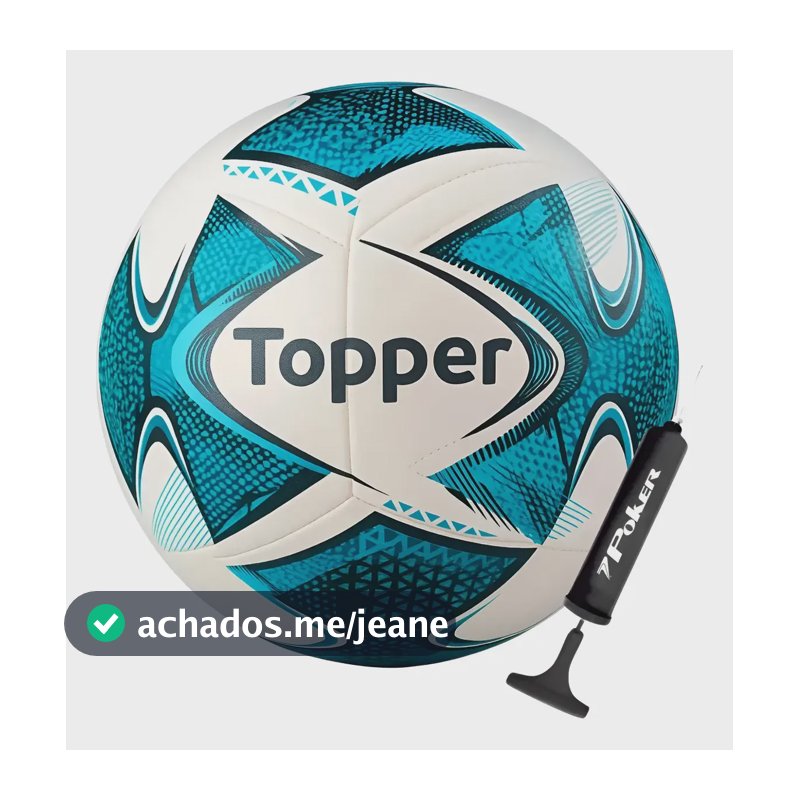 Bola Futebol De Campo Topper 22 Oficial + Bomba De Ar Azul