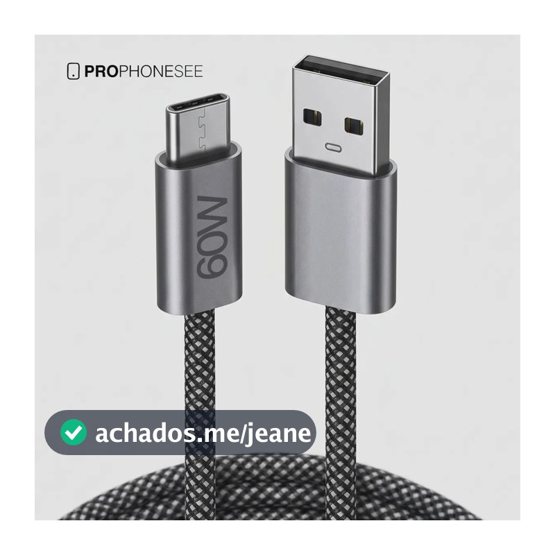 Cabo Usb Entrada Tipo C A 60w Turbo Ultra Rápido 2 Metros Longo Nylon Blindado Plus Max Trançado Reforçado Resistente Compatível Com Carregador De Celular Pd Qc Usbc Carga E Dados Marca Pro Phone See